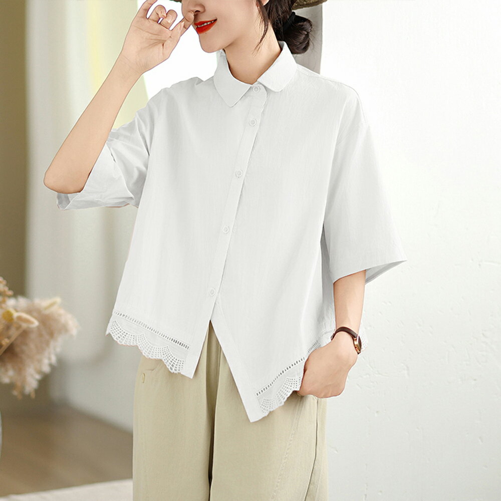 ＊ORead＊文藝不規則波浪鏤空蕾絲小衫襯衣(3色M~2XL)