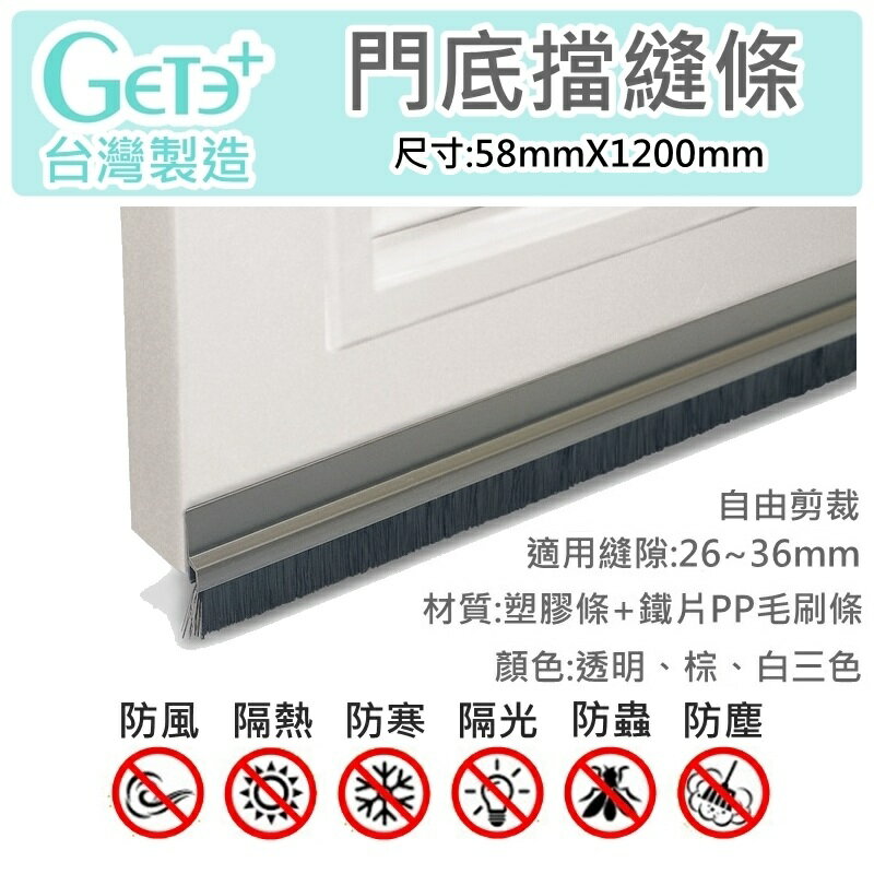 門擋條 門縫條 門縫擋 門底氣密條 擋塵刷 (GDS4塑膠條+鐵片毛刷條 58mm寬*1200mm長)