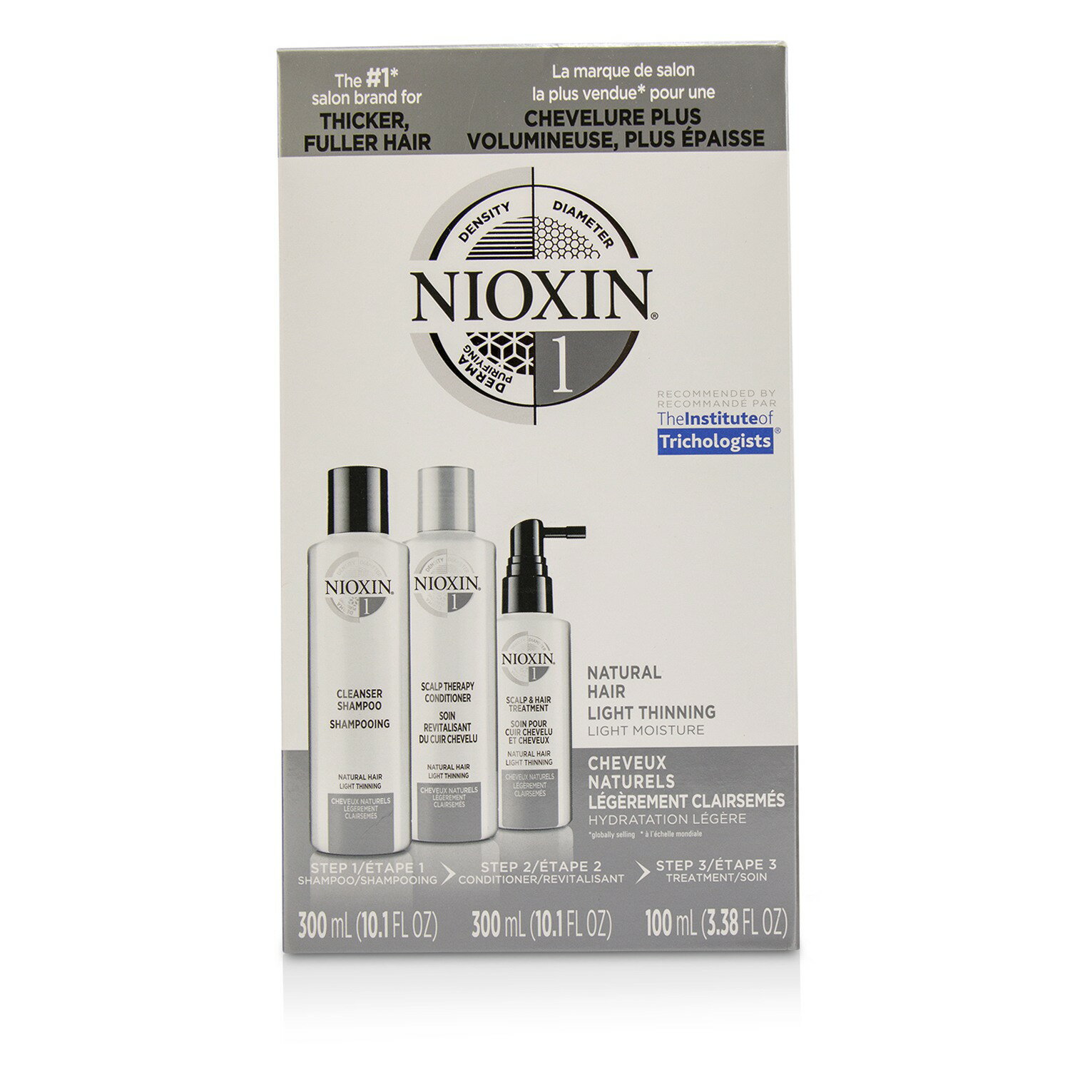 儷康絲 Nioxin - 3D護理系統1號系列(適合自然髮質，輕薄，輕盈保濕)
