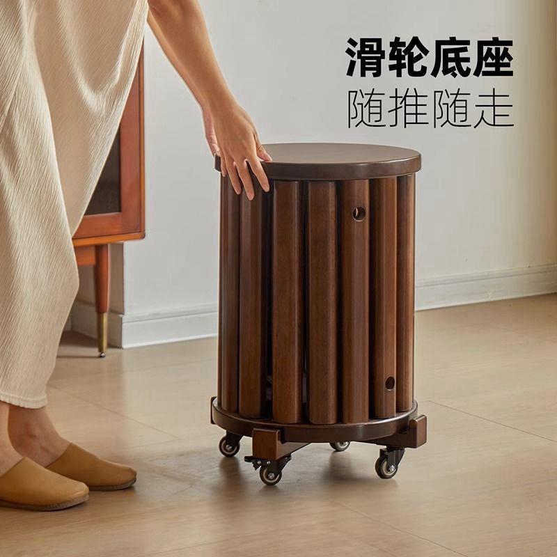 免運 可開統編 換鞋凳 收納凳 沙發凳 小凳子 實木矮凳疊放帶輪凳子板凳茶幾客廳圓凳家用餐桌收納疊疊凳實木款特惠/全館八折 開立發票 特價 工廠直銷 z1130