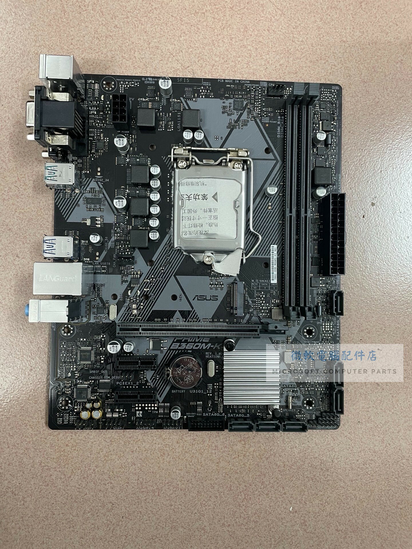 華碩PRIME B360M K主機板 二手如圖 有後配擋板 M2介面 支持8 9代i 處理器 不帶CPU散熱器扣具 Mic