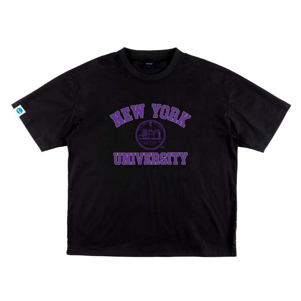 【滿額現折300】NCAA 短T 紐約大學 黑紫 印花LOGO 寬版 短袖 中性 7325110420