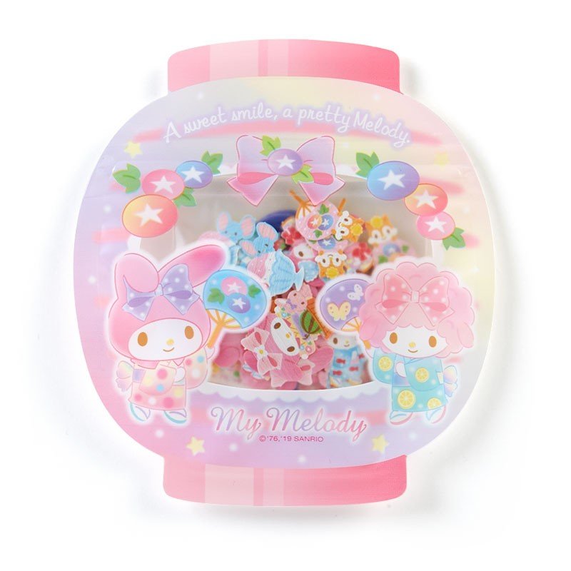 大賀屋 日本製 美樂蒂 貼紙 小貼紙 文具 收納袋 夏日 和服 浴衣 三麗鷗 MELODY 正版 J00016495