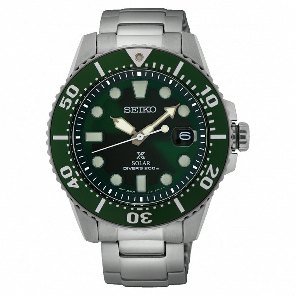 送禮首選★SEIKO PROSPEX 經典綠太陽能潛水腕錶V157-0DF0G(SNE579P1) SK005 附提袋【全館滿額折價★APP下單點數4倍送】線上購買享 實體門市同步服務