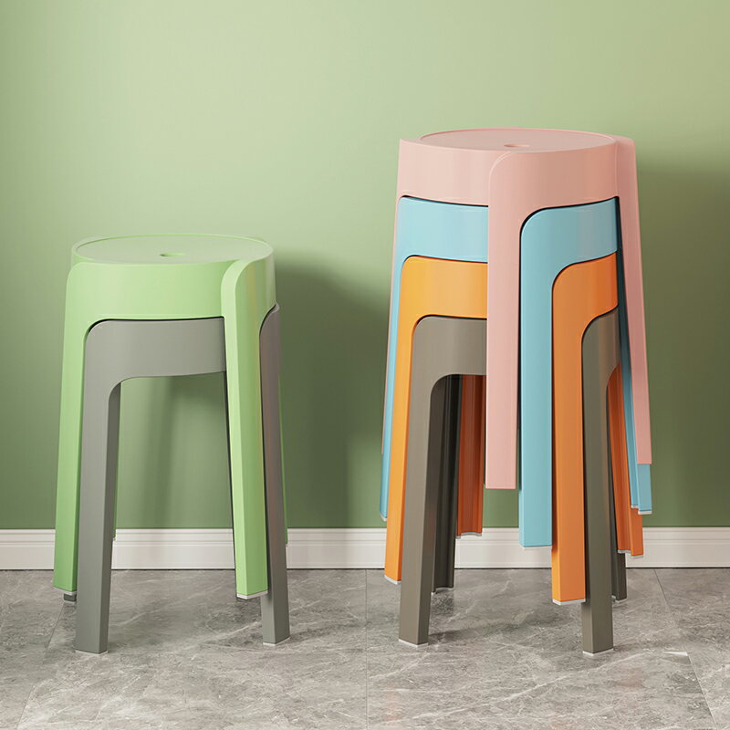 塑料椅子可疊放家用餐凳餐桌簡約現代北歐塑膠網紅靠背餐椅小凳子【優妮好貨】
