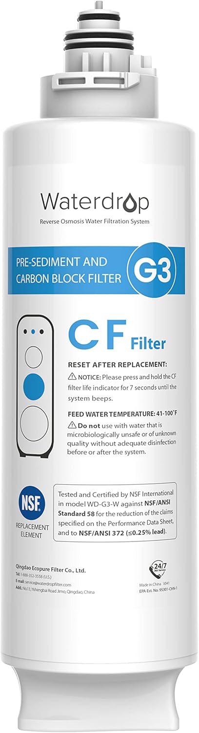 [6美國直購] Waterdrop G3-N1CF Filter G3P800 CF前置濾心(耗材) 建議更換週期6個月