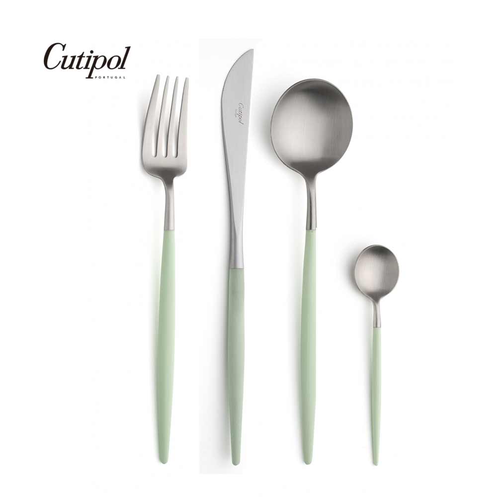 葡萄牙 Cutipol GOA系列個人餐具4件組-主餐刀+叉+匙+咖啡匙 (青玉銀)