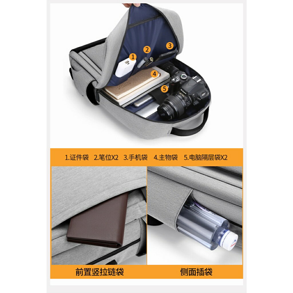 ISONA 防水尼龍布材質雙肩背帶 電腦包 筆電包 後背包 雙肩包 書包 15吋 輕薄 4