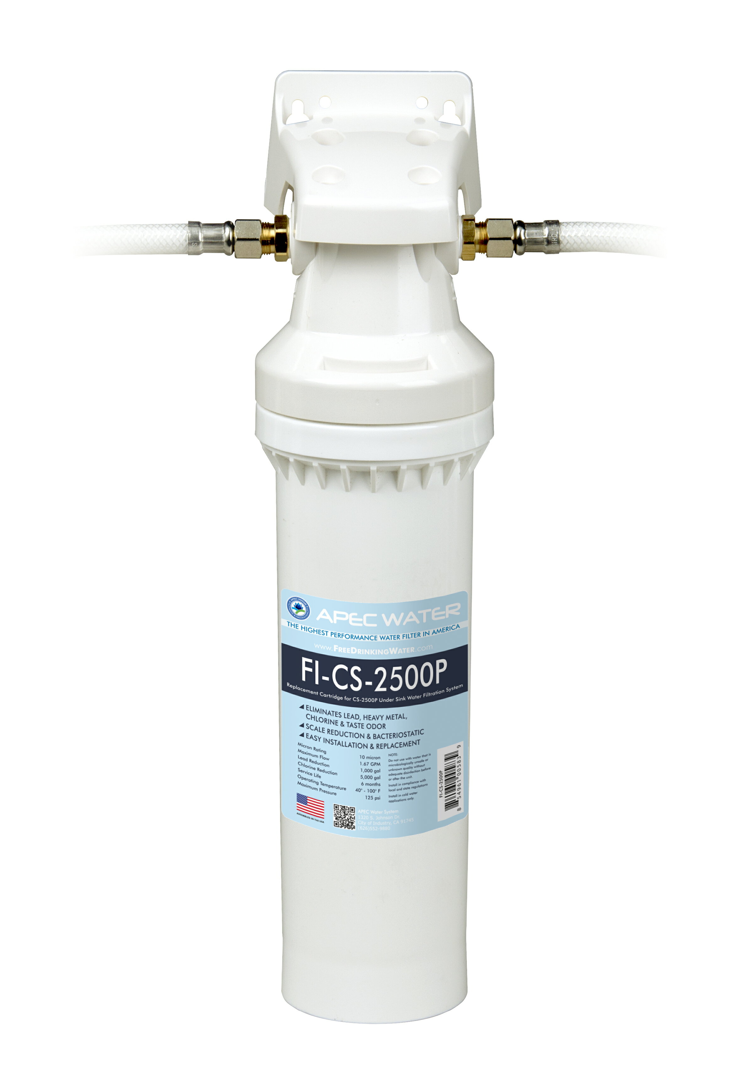 Apec High Capacity Under Sink Water Filter System With Scale Inhibitor Premium Quality Cs 2500p