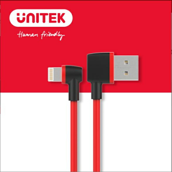 【樂天限定_滿499免運】UNITEK 90度 Lightning 轉 USB-A 快充傳輸線 1M (Y-C4047RD)