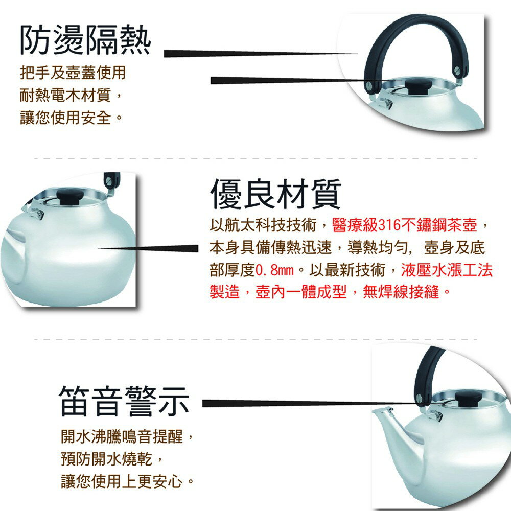 【美國MotherGoose 鵝媽媽】醫療級316 凱瑞不鏽鋼茶壺3.6L 4