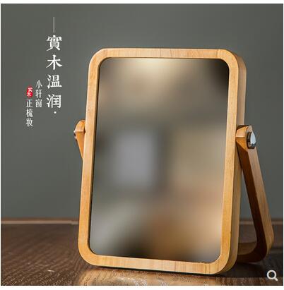台式化妝鏡歐式鏡子簡約實木梳妝鏡便攜木質桌面鏡可摺疊高清美容 全館免運
