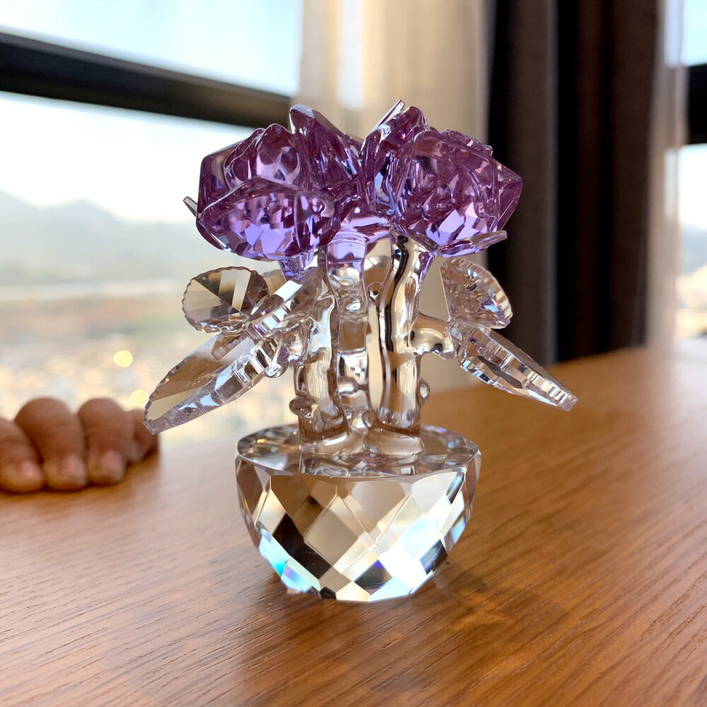 水晶玫瑰花擺件送女友生日結婚周年紀念日禮品實用創意情人節禮物
