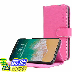 [106美國直購] 手機保護殼 iPhone X Case Snugg Hot Pink Leather Flip Case Card Slots Executive Apple