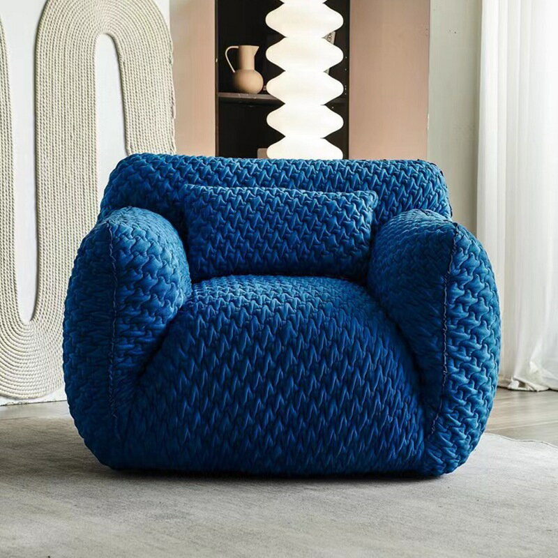 沙發椅 ins風克萊因藍胖子意式極簡沙發椅創意設計師單人沙發懶人沙發椅