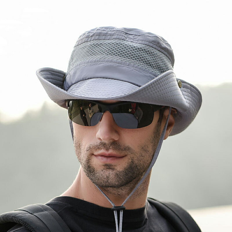 戶外釣魚帽垂釣登山徒步男士遮陽帽防曬太陽帽子夏季可折疊漁夫帽