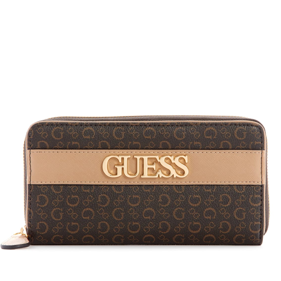 GUESS 拉鍊長夾 G logo防刮PVC皮革 手拿包 皮夾 錢包 手拿長夾 G60586 深咖啡色(現貨)▶指定Outlet商品5折起☆現貨【送禮首選★APP下單點數4倍送】