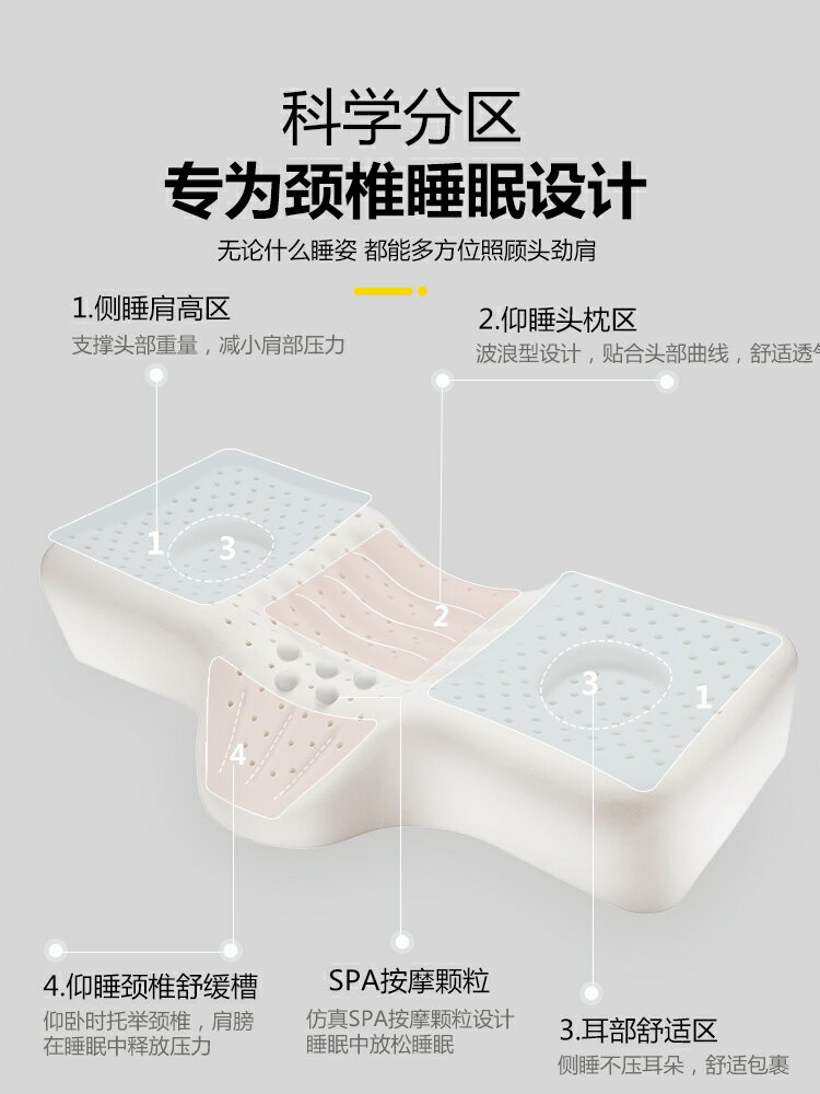 皇家袋鼠泰國進口乳膠枕頸椎枕頭護頸椎單人修復專用助睡眠高低枕