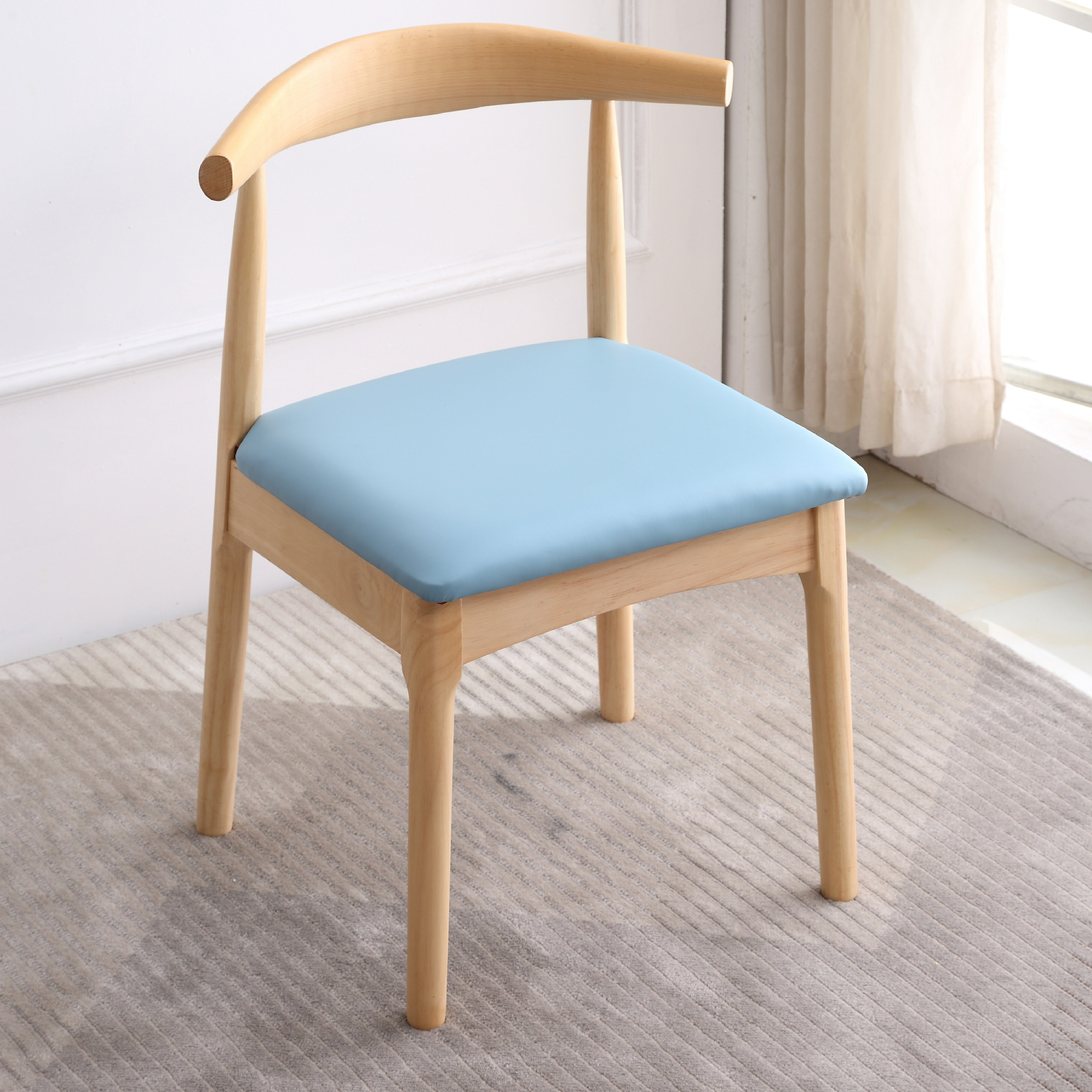 牛角椅 全實木餐椅家用椅子靠背椅現代簡約北歐書桌椅寫字台凳子牛角椅『XY33872』