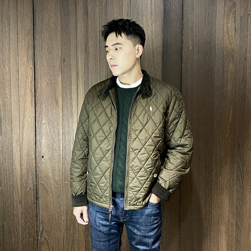 美國百分百【全新真品】Ralph Lauren 鋪棉外套 翻領 男款 RL 小馬 菱格紋 防風夾克 DA43