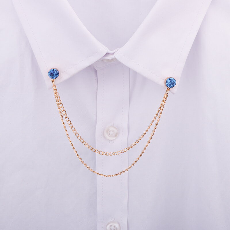 簡約閃鉆領口小領針鏈潮男女襯衫襯衣領裝飾胸針胸花針扣配飾