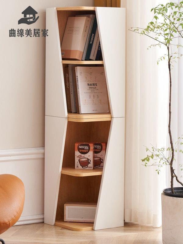 免運 書架 置物架 收納架 書櫃 角櫃轉角櫃歪櫃子玄關書櫃拐角墻角置物架角落創意三角櫃弧形【YY】