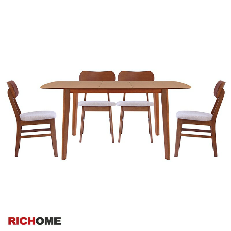 RICHOME 裡約405款可延伸實木餐桌椅組(一桌四椅) TA405 CH1088