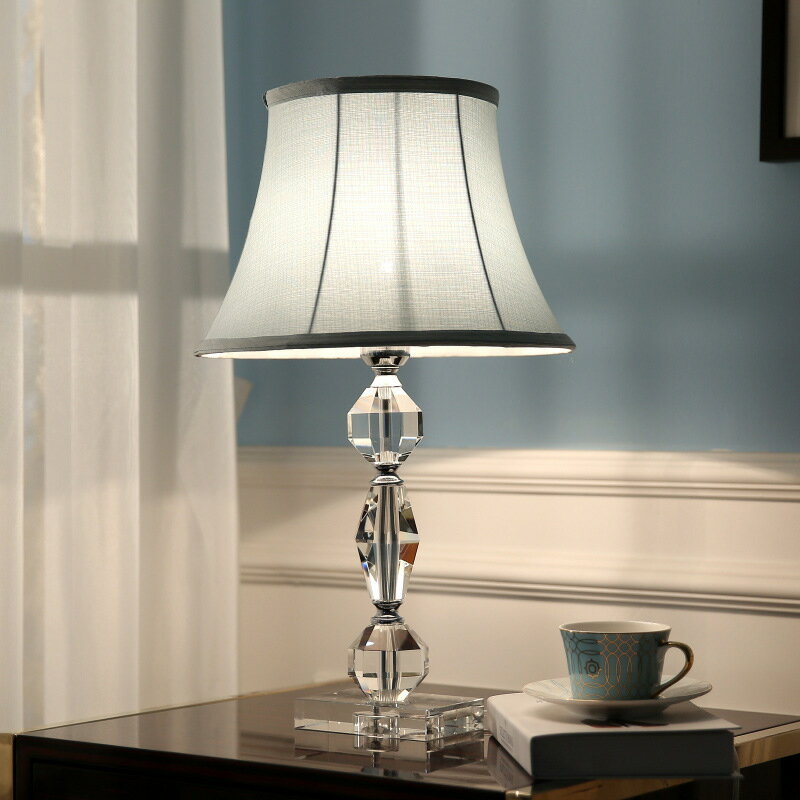 創意歐式簡約輕奢水晶台燈樣板房間臥室家用床頭燈北歐客廳裝飾燈