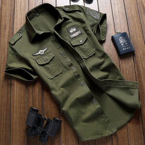 男士短袖襯衫純棉韓版修身軍人部隊軍裝軍訓特種兵工裝大碼襯衣服