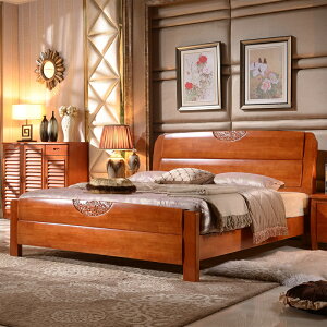 雙人床 實木雙人床 1.5 米 1.8米 大床橡木 現代簡約 高包儲物臥室 家具中式婚床