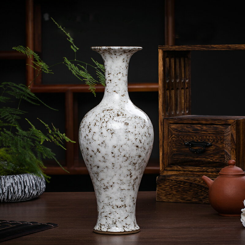 景德鎮陶瓷花瓶擺件客廳窯變汝金釉仿古瓷器中式博古架裝飾品擺設
