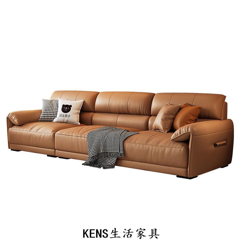【KENS生活家具】大象耳朵 意式 極簡 客廳 小戶型 輕奢 簡約 真皮 直排沙發 復古沙發880515