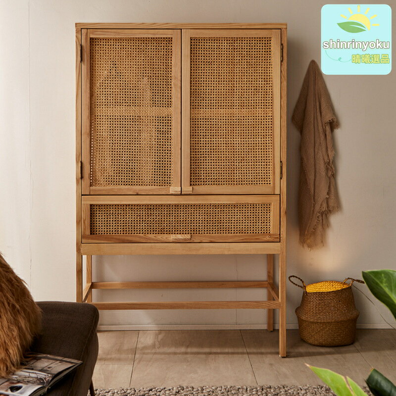 【藤編實木】臥室衣櫃 衣櫥 儲物櫃 收納櫃 民宿傢俱 北歐風 現代簡約 酒店同款 環保透氣 多尺寸可選