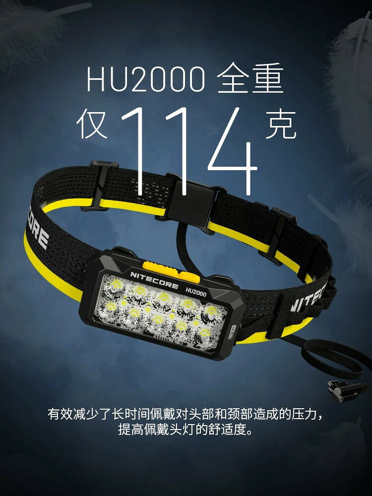 nitecore奈特科爾HU2000長續航夜間工作強光超亮戶外照明頭燈