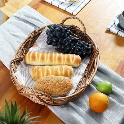 楓林宜居 北歐手工竹編水果籃蛋糕店烘焙展示籃日式早餐托盤零食籃面包籃