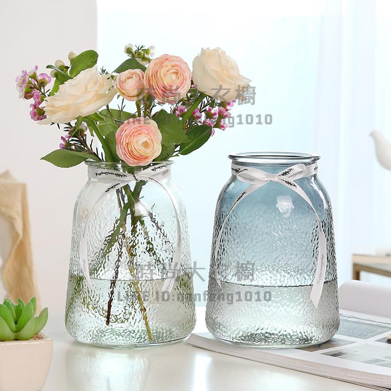 簡約玻璃花瓶水養鮮花百合插花花器客廳裝飾花瓶擺件【時尚大衣櫥】