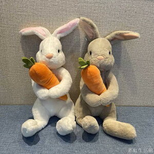 可愛抱胡蘿卜兔子毛絨玩具公仔生肖小白兔布娃娃兔年吉祥物
