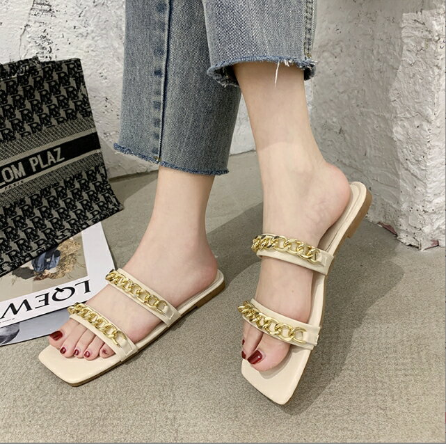 35-43 女鞋 加大尺碼拖鞋 平底涼鞋 平底拖鞋 平底鞋 小香風 大碼拖鞋 櫻桃嚴選 1