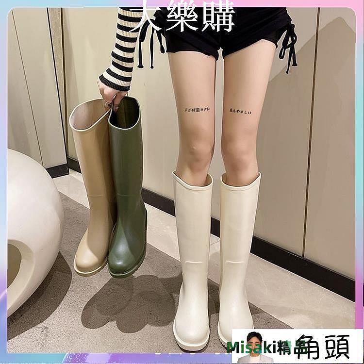 公司貨雨鞋 雨靴 防滑雨鞋 防水鞋 外穿防水雨靴中高筒雨靴百搭英倫水鞋厚底舒適防滑 洋氣雨鞋女耐磨膠鞋-Misaki精品