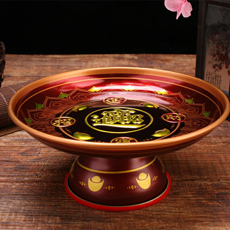 貢品盤 佛教佛具合金蓮花果盤佛教佛堂佛前供佛財神水果碟供盤貢品盤『XY29491』