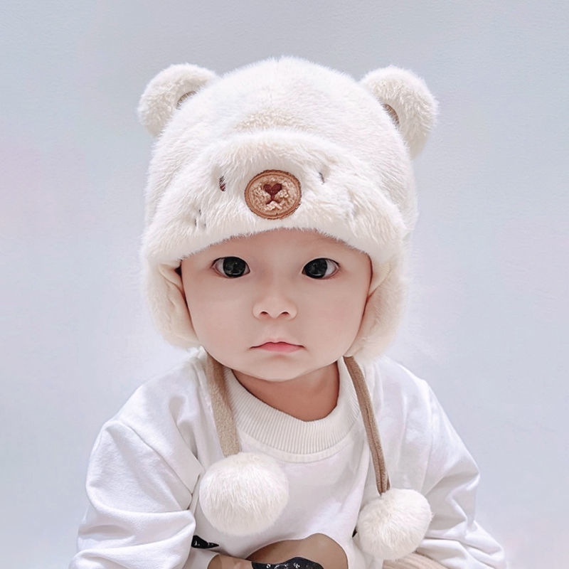 嬰兒帽子秋冬款男寶寶女可愛超萌毛毛護耳雷鋒帽加厚嬰幼兒冬季