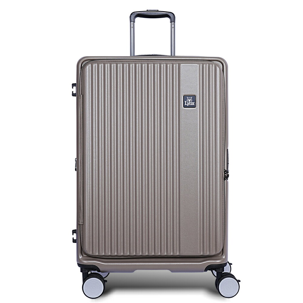 【Lynx 美國山貓】24吋第三代前開式行李箱、70MM避震煞車雙排輪、防爆拉鏈、TSA海關鎖、可加大 0
