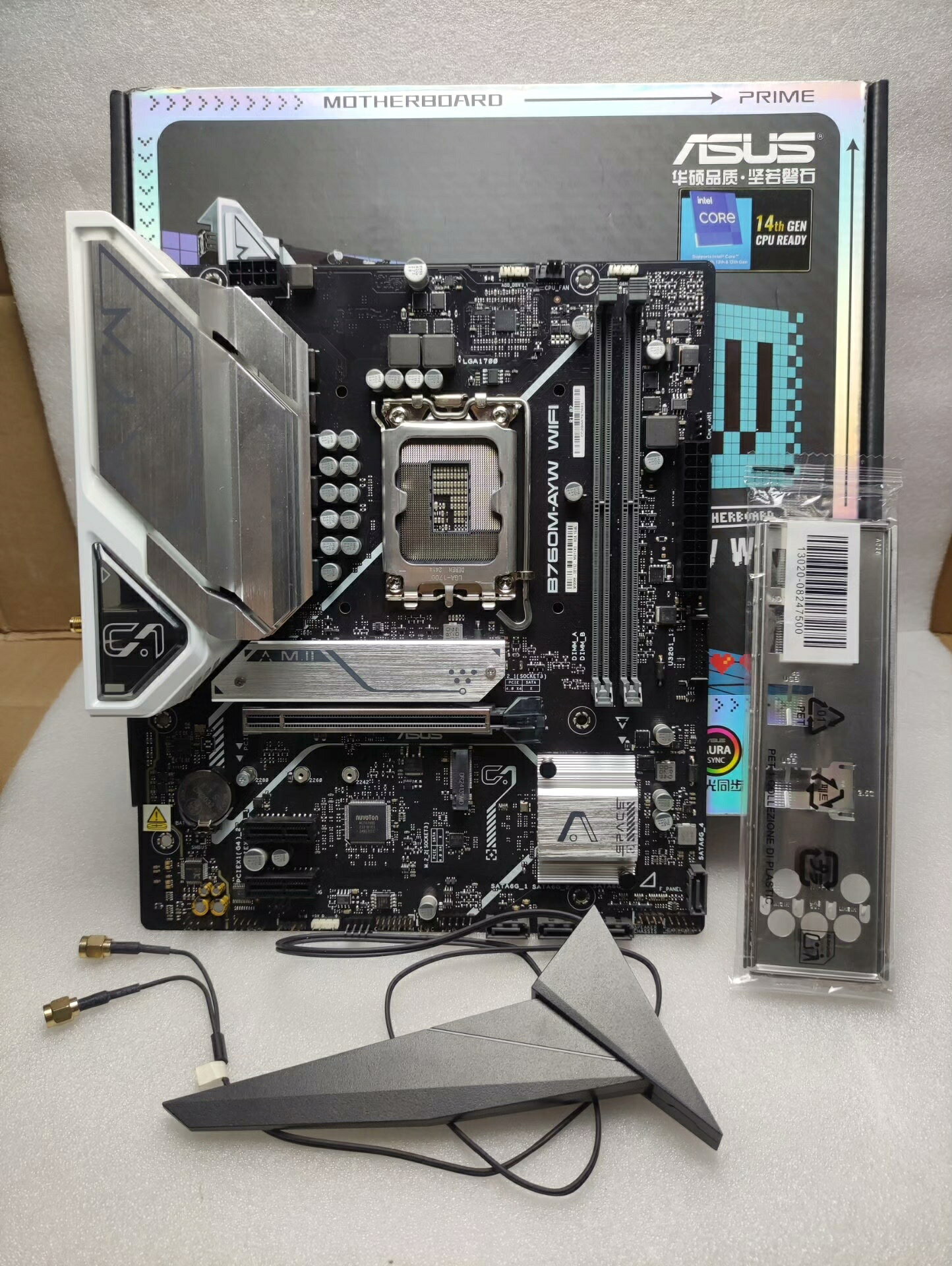 華碩B760M-AYW WIFI主機板 不鎖機器碼 支援D5記憶體 12-14代CPU 原廠保固至2027年 附原裝擋板天線 已更新BIOS