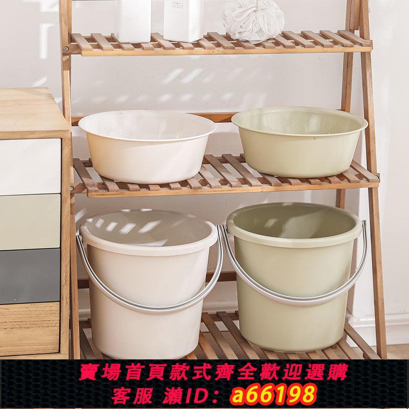 【臺灣公司 可開發票】加厚塑膠水桶手提大小號家用宿舍洗衣洗澡圓形臉盆多功能儲裝水桶