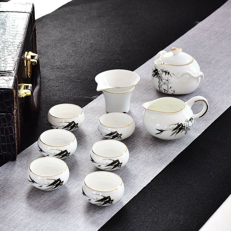 全套骨瓷茶具套装简约陶瓷茶具套组合6人家用办公室 全館免運