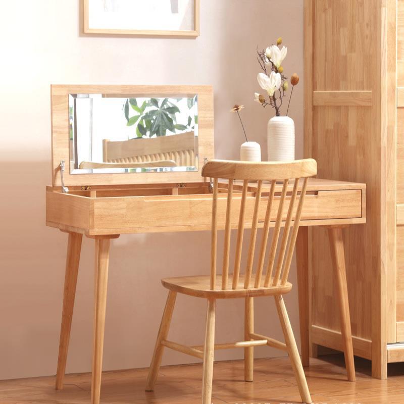 北歐實木梳妝臺多功能兩用書桌日式小戶型臥室化妝桌現代簡約桌子