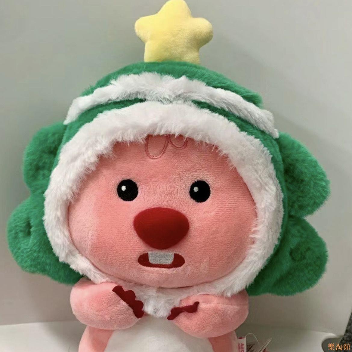 海貍露比圣誕系列麋鹿小雪人公仔頭套可愛玩偶超萌毛絨玩具