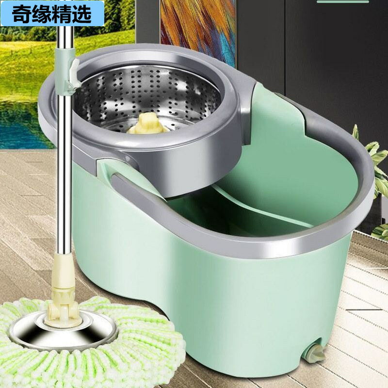 平板拖把 電動拖把 拖布桶一套加厚帶輪雙驅動拖把旋轉不銹鋼墩布家用免手洗幹濕兩用「限時特惠」