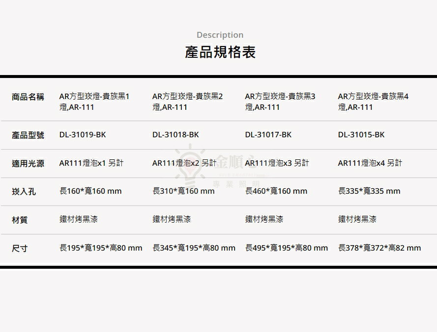 ☼金順心☼舞光 LED AR111 替換式 四角崁燈 四方 方型 盒燈 燈具空台 單燈 1燈 DL-31019 白殼 黑殼 4