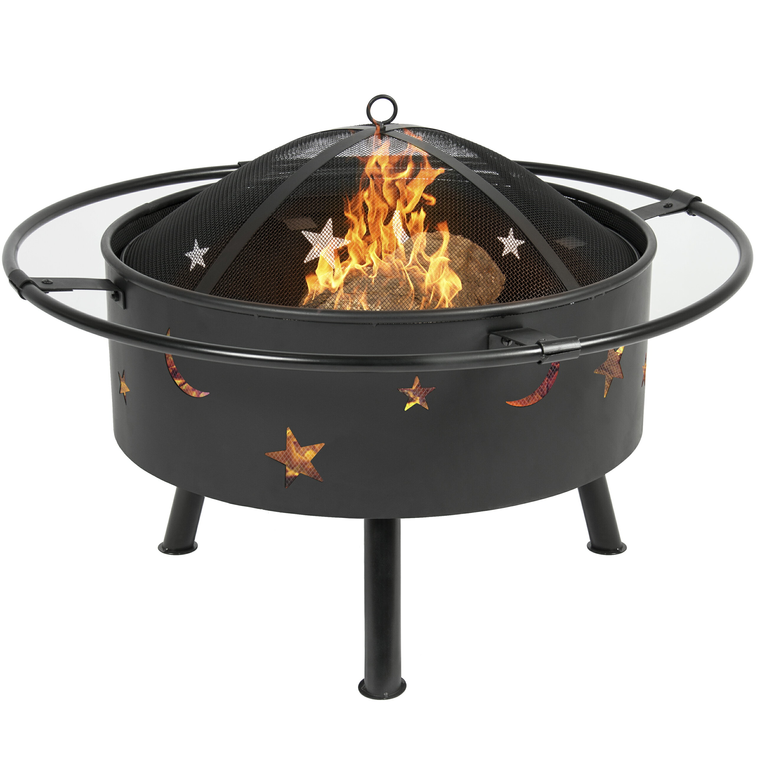 Outdoor Heating Steel Fire Pit w// Cooking Grilling Grate Backyard Patio Firepit